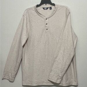 Lands' End Men's Beige Long Sleeve Henley Shirt